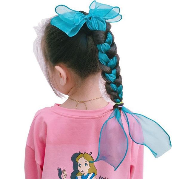 Mädchen Geschenk Niedlicher Pferdeschwanz Haarschmuck Temperament Kugeln Haarspange Mädchen Langes Band Schleife Haarnadel Prinzessin Geflochtenes Haar Kopfschmuck 2 STÜCKE