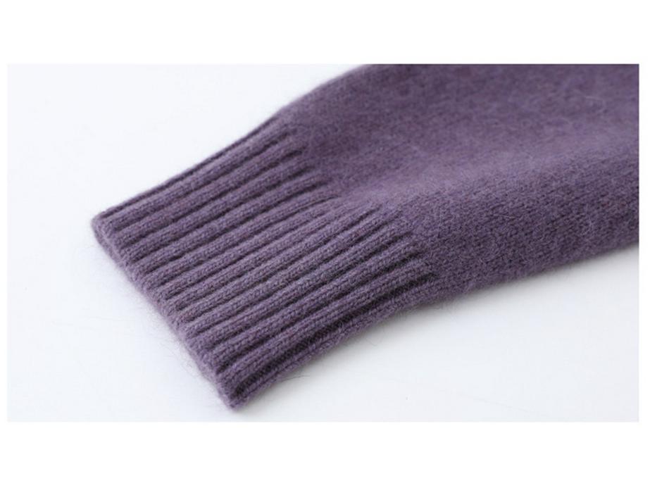 Women's Warm 100% Pure Wool Cardigan: Autumn/Winter Thick Knit Round Neck Sweater for Middle-aged & Elderly Moms