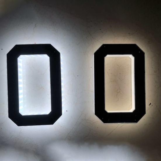 Solar Powered House Number Sign with LED Backlight Auto On/Off Waterproof LED Modern Address Plaque Outdoor Security Light for Home Garden Garage
