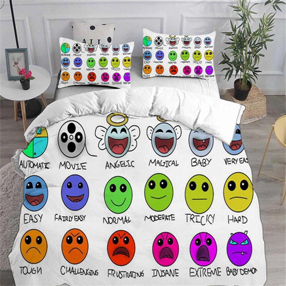 3D Geometry Dash Bedding Sets Comforter Quilt Bed Cover Duvet Cover Pillow Case 2-3 Pieces Sets Bedroom Decoration Home Textiles
