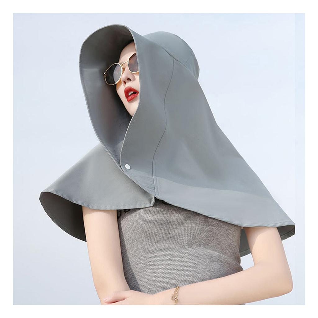 Women Sun Protection Fishing Hat Wide Brim UV Protection Sun Protection Hat for Summer Hiking Gardening Neck Protection Gray
