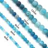 Natural Lake Blue Stripe Agate Stone Beads 4/6/8/10/12mm Matte Round Loose Beads For Jewelry Making DIY Bracelets Accessories