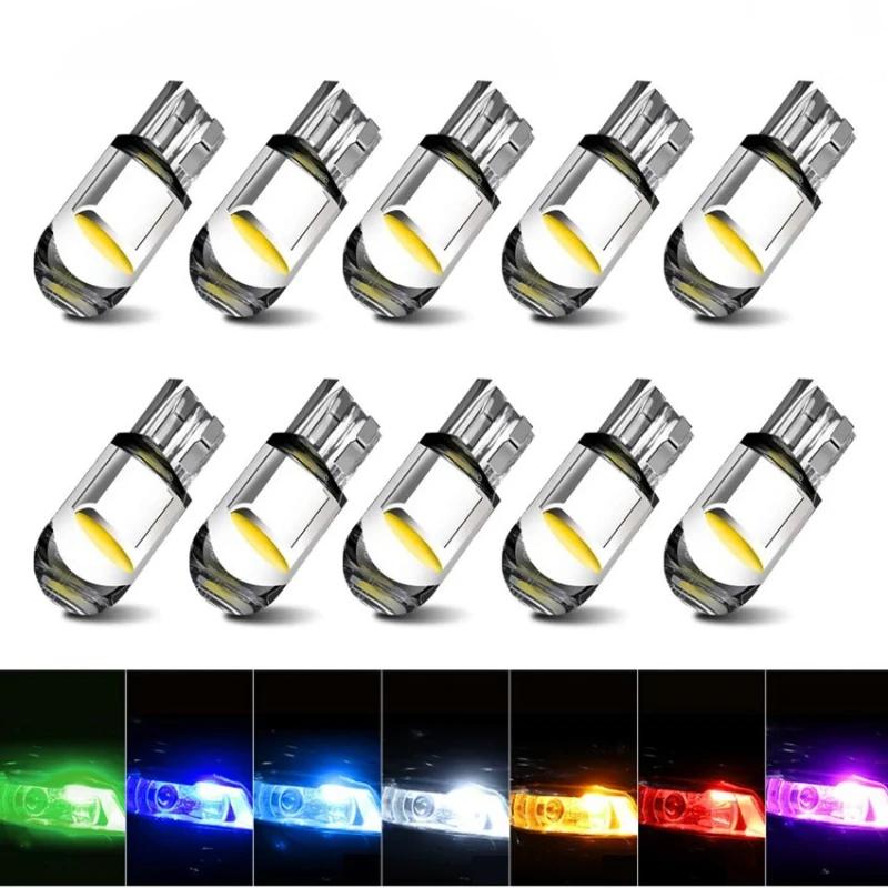 10 Stück Auto LED T10 W5W Canbus Glas COB 6000k Lese Innenraumlampe Standlicht Keil Kennzeichenleuchte Glühbirne 168 194 192 DC 12V Weiß