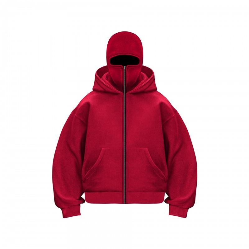Unisex Kapuzen-Reißverschluss-Sweatshirt Mit Print-Design Oversized Passform Warm Fleecegefüttert Winter