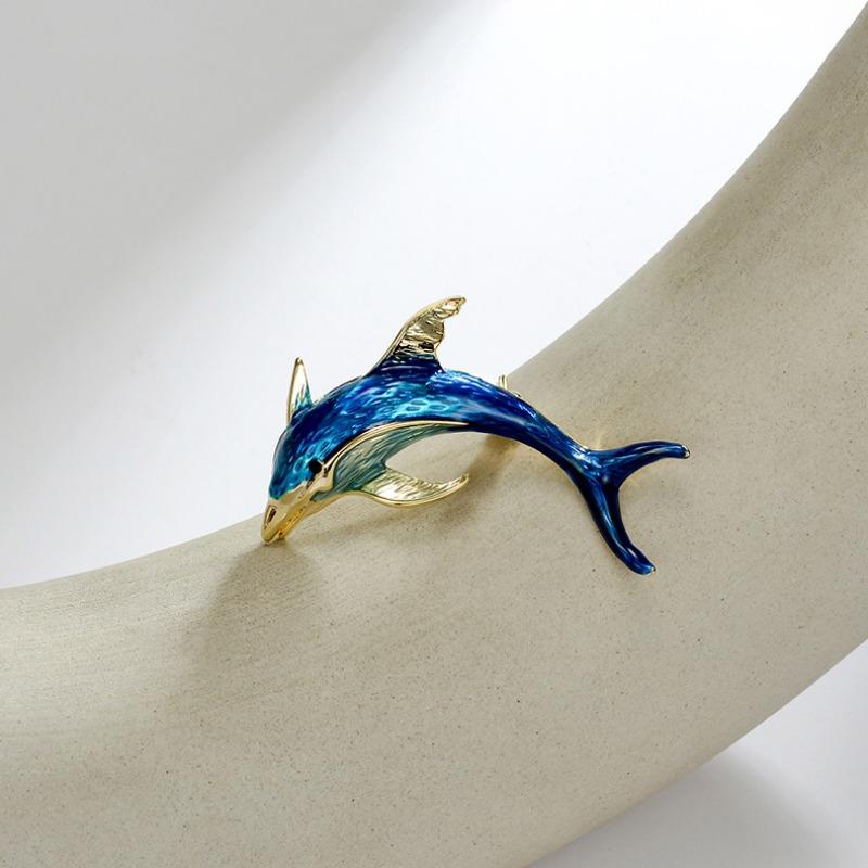 Chinese-style Dolphin Brooch, High-end Women's Exquisite Enamel Brooch, Design Sense, Niche Brooch