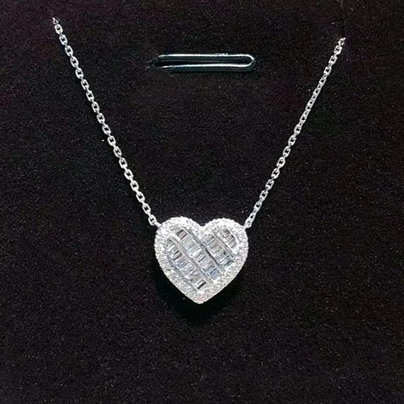 Trendy Heart Pendant Necklace For Women Dazzling Cubic Zirconia  Chain Versatile Fashion Jewelry Accessory