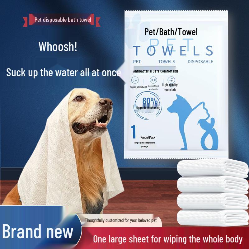 Thickened Quick-Dry Disposable Pet Bath Towel for Cats & Dogs, Individually Packaged Thick Pet Bath Towel 50*100 [25 packs]