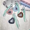 Trendy Woven Rope Keychain Y2K Creative Heart Mirror Keyring Dopamine Colored Braided Rope Key Holder Bag Pendant Gifts