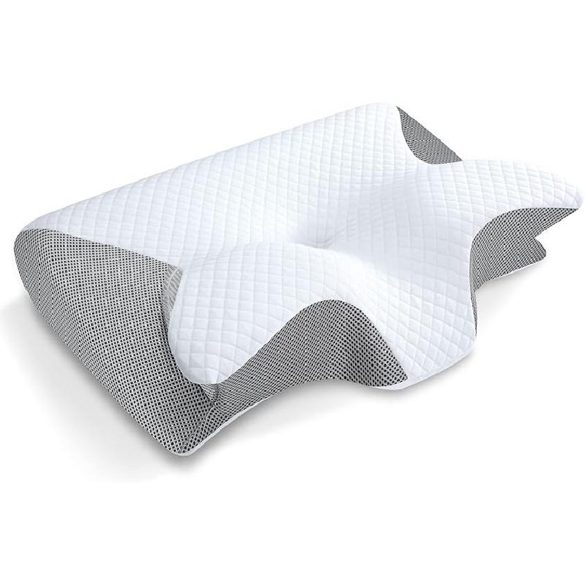HOMCA Memory Foam Cervical Pillow, 2 In 1 Ergonomic Contour Orthopedic Pillow for Neck Pain, Contoured Support Pillows for Side Back Stomach Sleepers