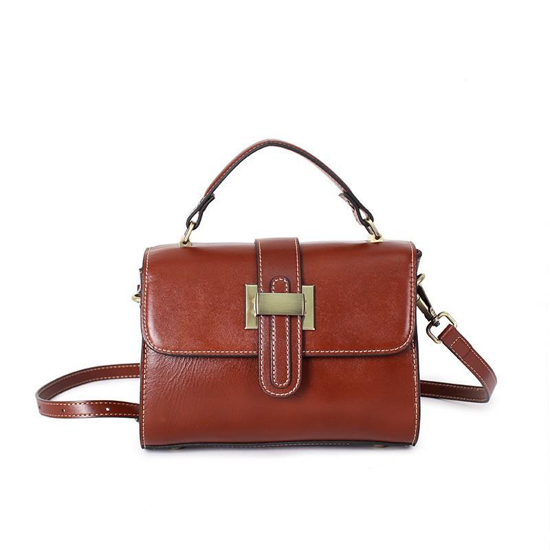 Genuine Leather Women's Bag Crossbody One-Shoulder Portable Square Fashionable Simple Handbag