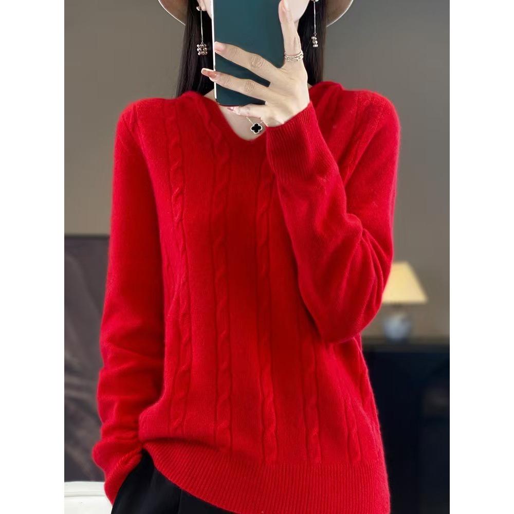

Новый стиль худи, женский вязаный пуловер с перекрутами, — это топ для осени и зимы. XXL красный