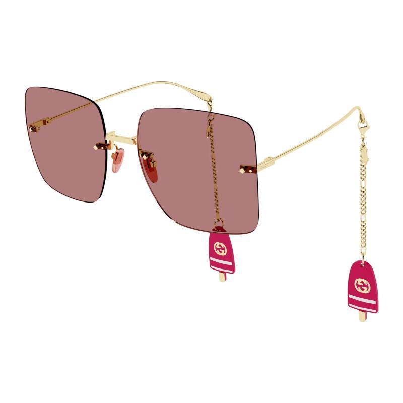 

GUCCI Butterfly Rimless Pendant Metal Sunglasses Women s Gold 62 золотой