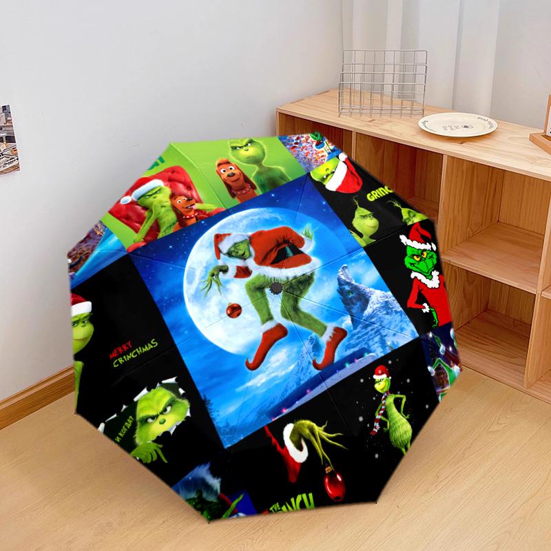 Grinch Christmas Automatic Umbrella - Suitable Travel Outdoor Portable Umbrella Birthday Gift Daily Essentials