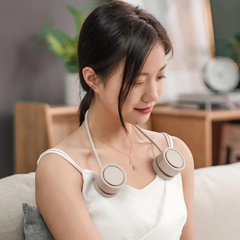 Portable Neck Fan Foldable Mini USB Fan Rechargeable 1600mah Cooling Wind Fans Personal Silent Neckfan for Sports New 2026