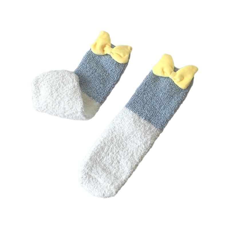 

Women s Thicker Warm Fuzzy Socks Plush Warm Winter Socks for Sleep Home,Soft Cosy Socks Cute Bowknot Ankle Crew Socks 1 синий/белый