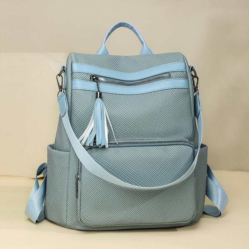 Women's Convertible PU Backpack - Multi-Way Tassel Shoulder Bag for Daily/Travel (Multi-Color Options)