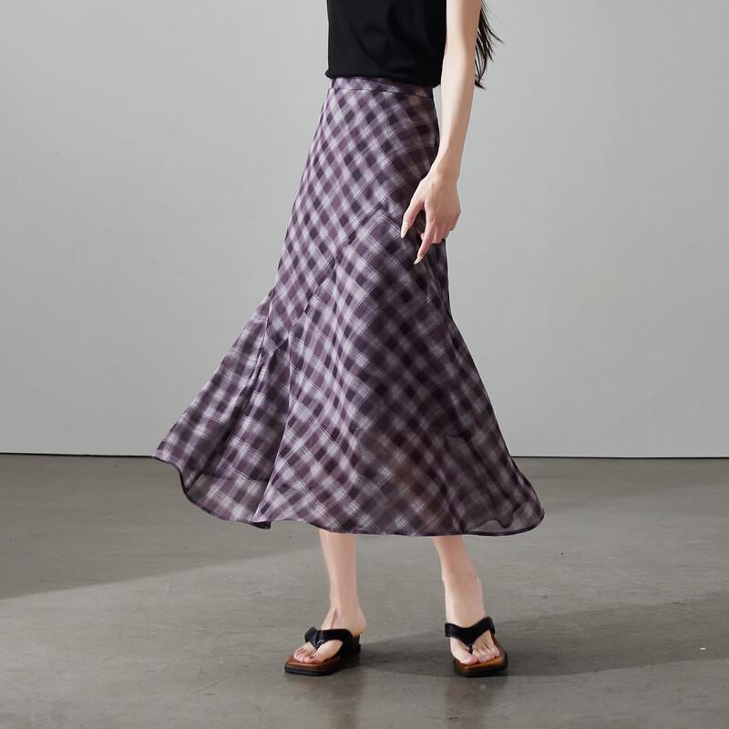 SOFSIL 2026 Summer Retro Elegant Plaid Midi Skirt