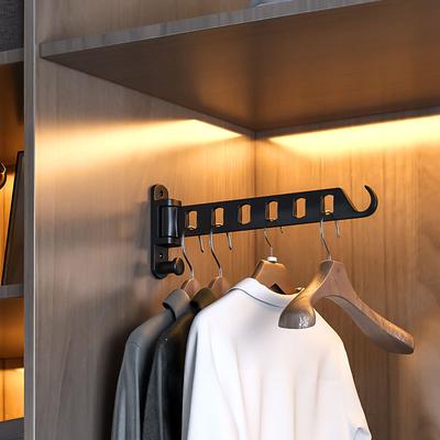 Folding Clothes Hanger Wall Mount Laundry Hanger Dryer Rack Bedroom Closet Organizer Space Saver Clothes Storage Rod Holder