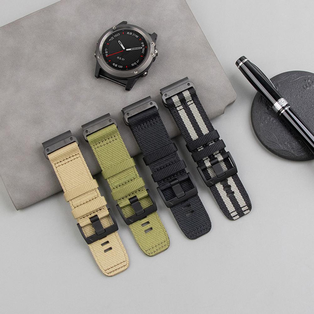 Robustes Nylon-Armband Quick Fit 22 26mm Band für Garmin Fenix 8 47mm 51mm/Fenix 8Pro 6 6X 7 7X Pro 5 5X Verstellbares Uhrenarmband Strap