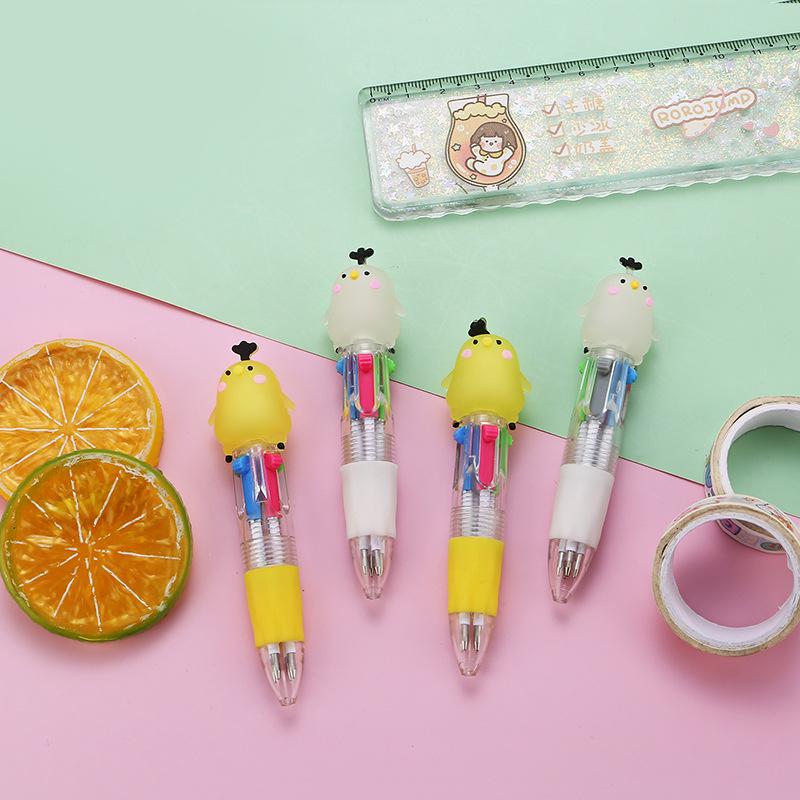 Korean Cute Animal Head 4-Color Click Ballpoint Pen