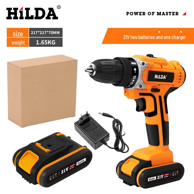 HiLDA Electric Impact Drill: Rechargeable Lithium Battery, 12V/16.8V/21V