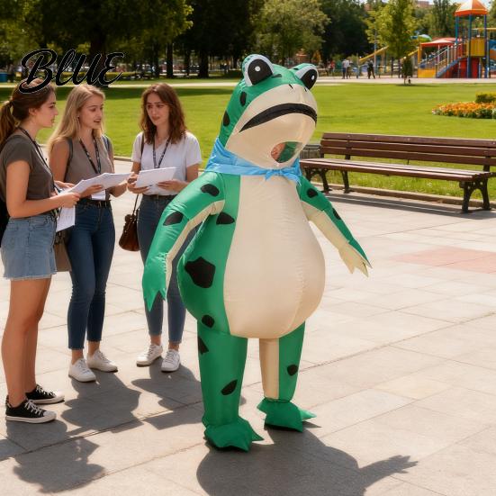 Rechargeable Inflatable Costume Frog for Adult Kids Funny Blow-Up Full Body Jumpsuit Suit with Air