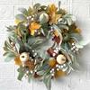 2026 Fabric Fall Wreath with White Pumpkin and Maple Leaves, 45cm
