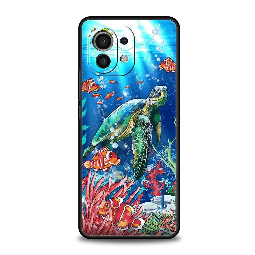 lovely Cartoon sea turtle ocean blue Case For Xiaomi 14 13T 12T Pro 12 13 11 Ultra Mi Note 10 Lite 10T 5G Pro 11T 11i 9T Cover