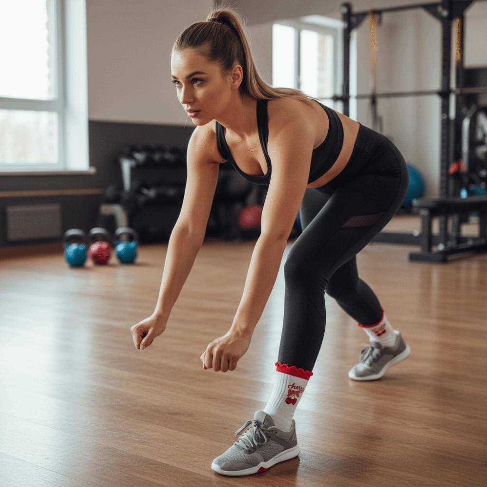 Cotton Pilates Socks Harajuku Street Mid Tube Socks New Cherry Embroidery Socks