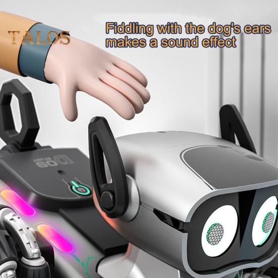 Jucărie pentru câini robot cu telecomandă cu muzică ușoară 8 roți cu detecție a gesturilor Câine mecanic interactiv educațional pentru copii electric RC cascadorie robot jucărie cățeluș