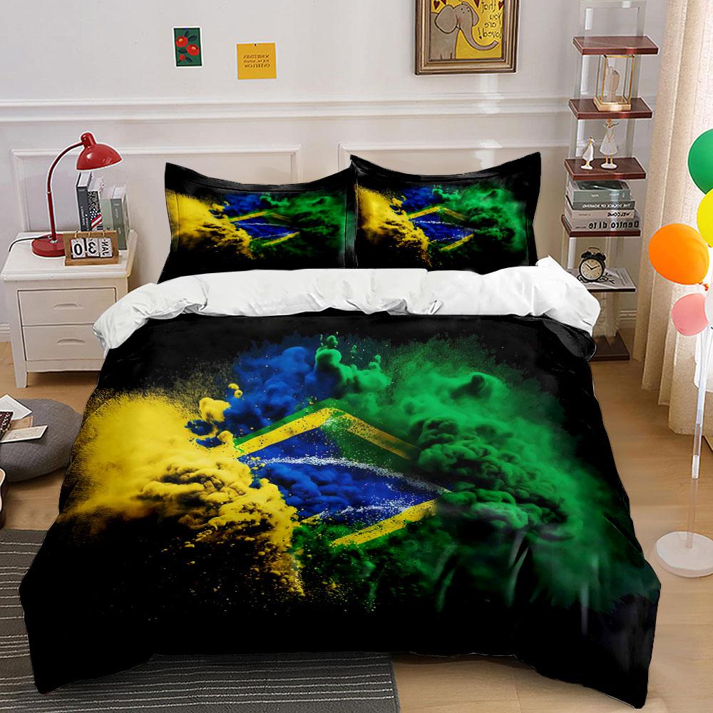Brazil Flag Colorful Bedding Set Bedding Duvet Cover Set Duvet Cover Pillowcases (1 * Duvet Cover 2 * Pillowcases, Without Duvet Insert)