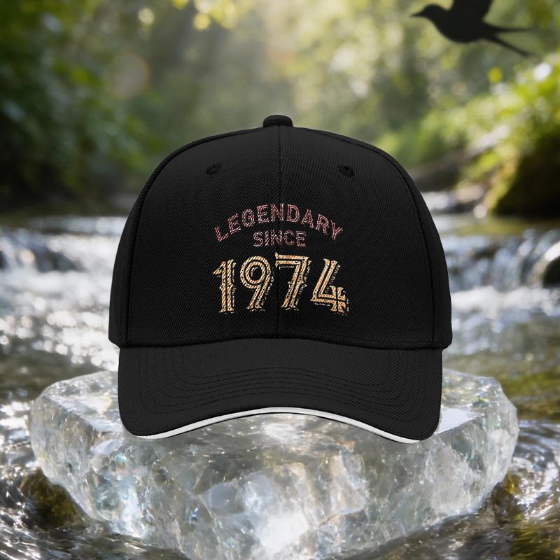Legend 1974 Retro Number Cap - Unisex Adjustable Baseball Hat with Iconic 1974, Lightweight Suitable for Travel, Parties, Birthd