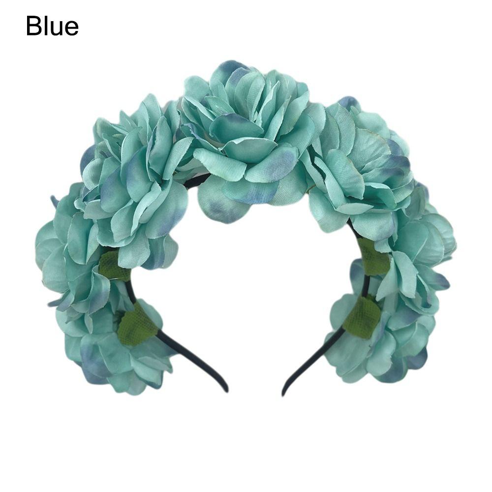 Wedding Festivals Floral Crown Hairband Bohemian Headwear Rose Flower Headpiece  for Women Girls