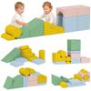 Soft Building Block Set for Kids, 12-Piece Fabric Block Set, Foam, Corduroy Cover, Washable, Pastel Colors