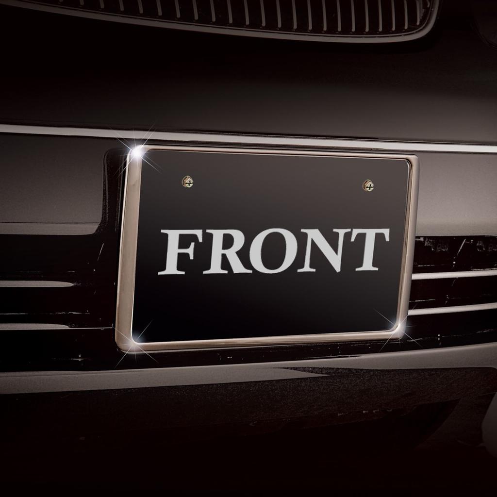 Seiwa Exterior License Plate Frames, Front & Rear Set, Metal Black (K418), Set of 2 (Front and Rear)