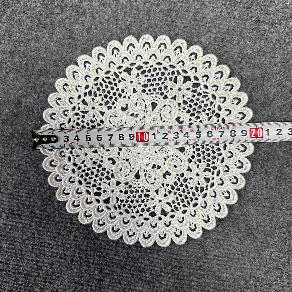 New French Retro Water-soluble Lace Placemat White Round Hollow Heavy Industry Embroidery Table Mat
