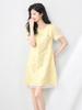 Women's Summer Mesh Jacquard Cut-Out Dress with Round Neck