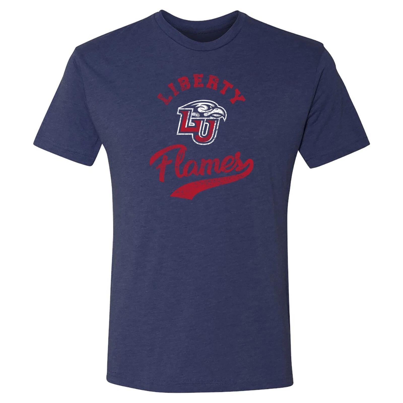 Liberty Flames Retro Script Triblend T-Shirt - Vintage Navy L