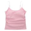 Women's Pleated Camisole: Fresh Design, Slim-Fit, with Chest Pads, Versatile for Outer or Base Layer, Summer-Perfect with Stylish Back