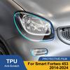 For Smart Fortwo 453 2014-2024 Smoke Black High-Gloss Pre-Cut Headlight Protection Film TPU PPF Anti-Scratch Car Vinyl Wrap Kit