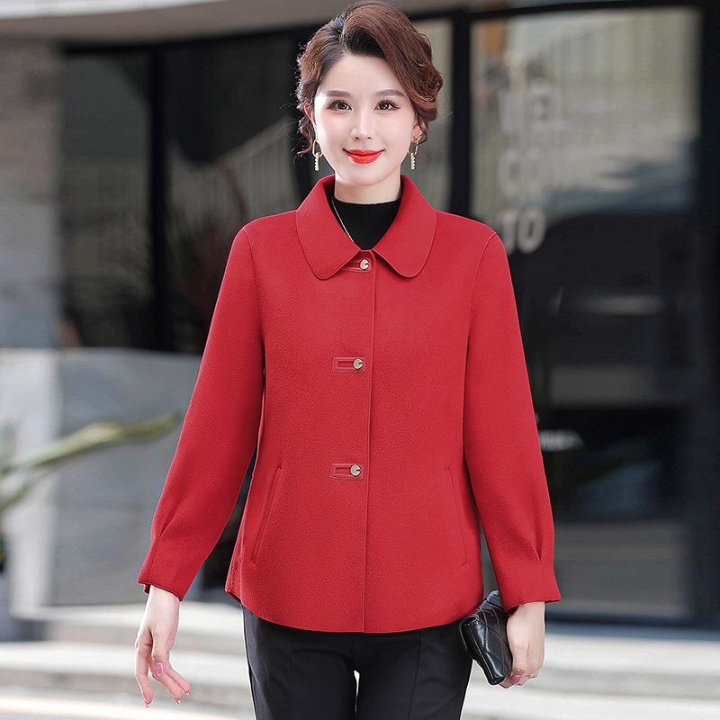 

Women s Lapel Spring & Autumn Jacket 2025 - Stylish Loose Fit for Middle-Aged & Elderly 2XL (105-120 Jin) червоний