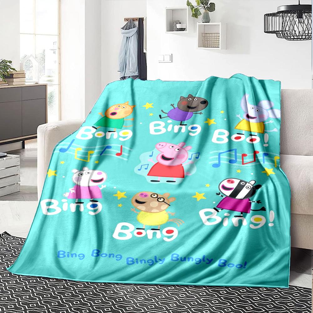 Peppa Pig Theme Printed Blanket - Perfect for Couch, Bed, Travel & Outdoor Use | Machine Washable, Cozy & Durable.