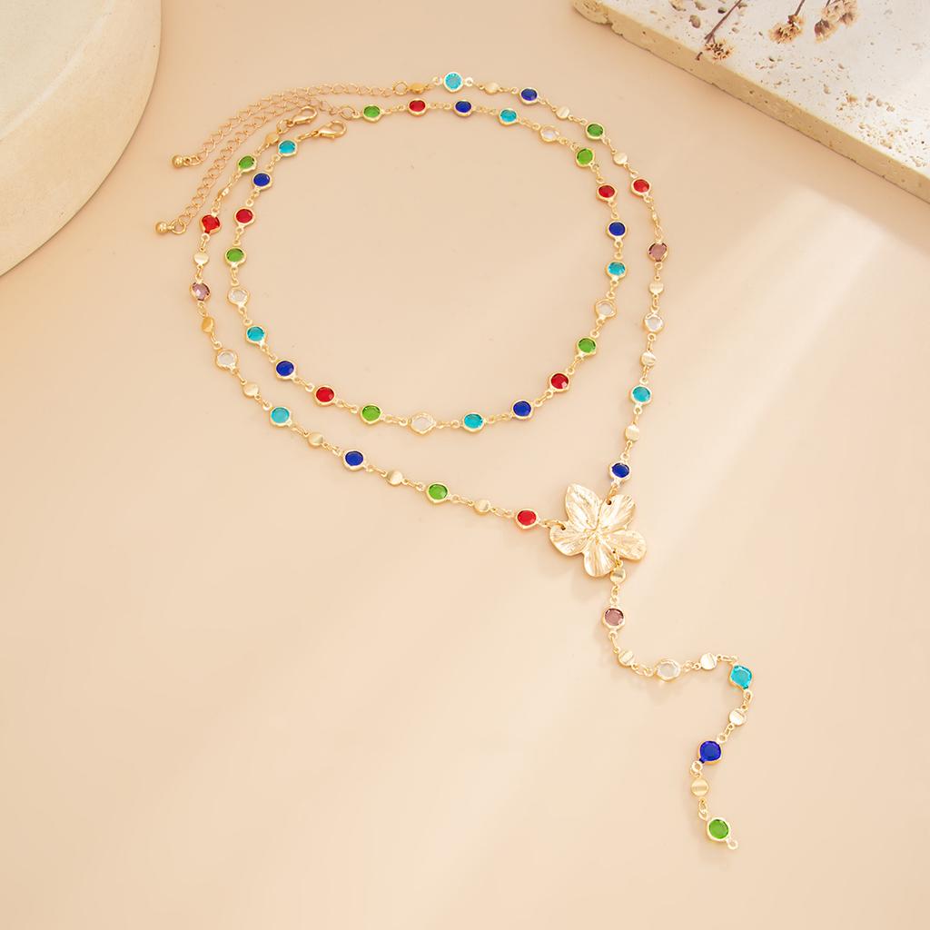 Crystal Tassel Necklace for Women Flower Rhinestone Choker Bohemian Statement Party Jewelry Gift