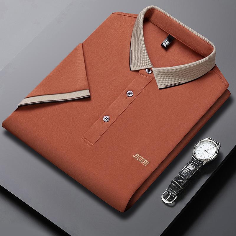 Poloshirt Herren T-Shirt Kurzarm Business Casual Herren Revers Besticktes Buchstaben-Halbarm-Oberteil