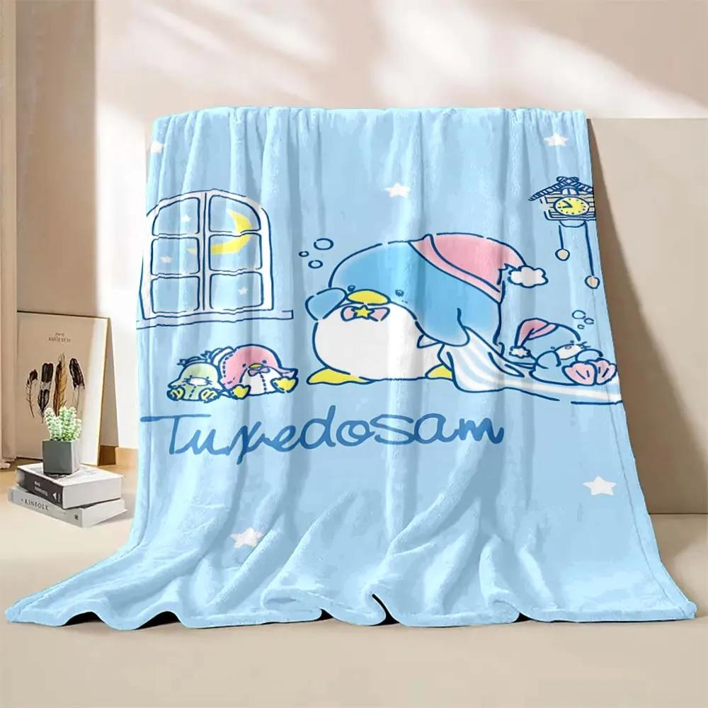 Cartoon Penguin Tuxedo Sam Blanket Soft Fluffy Children Adults Plush Summer Quilt Girl Bedspread Throw Blanket for Sofa Bed