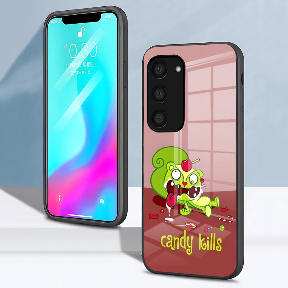 H-Happy Tree F-Friends Phone Case For Samsung S26 S25 S24 FE S23 S22 S21 Plus S20 Ultra Note20Ultra Black Glass Cover