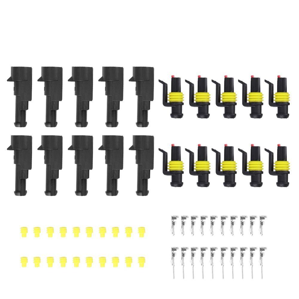 10 Set 1 Pin Way Car Wire Connector Plug Male and Female Waterproof Auto Electrical Wire Connectors Easy To Use Stable