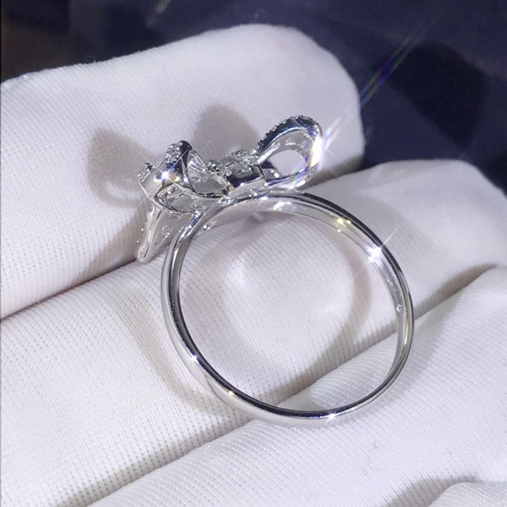 Bow Tie Square Zirconia Ring Elegant Luxury Simulated Diamond Wedding Ring for Women