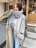 New Korean version of solid color scarf shawl dual-purpose women's winter thickened warm imitation cashmere scarf student versatile