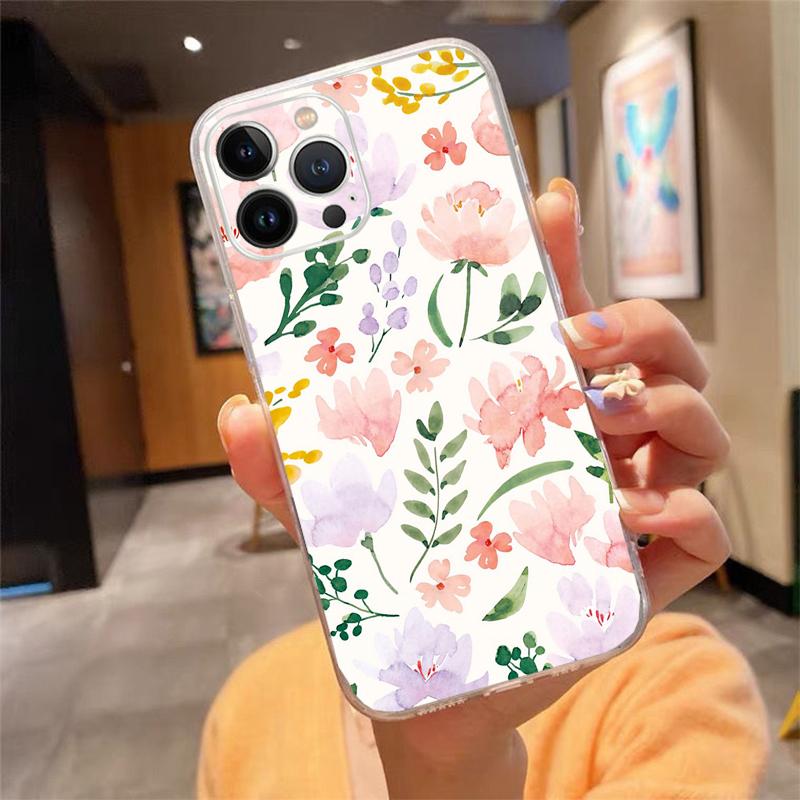 Flower Aesthetic Phone Case For Iphone 15 14 Pro Max 13 12 11 Pro Max XSMax XR 12 13 Mini 14 Plus